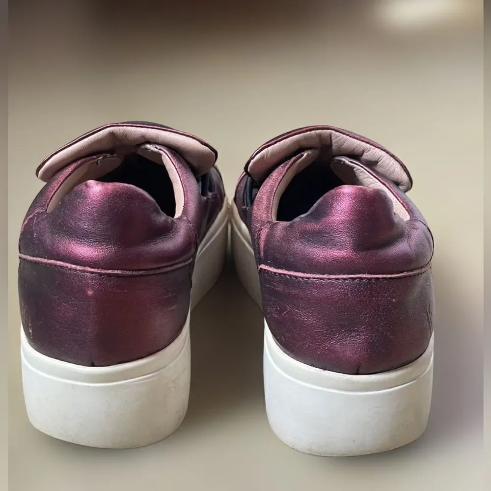 Frye Metallic Reddish/Purple Leather Upper Slip On Chunky Platform Shoes(37/6.5)
